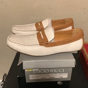 NWT size 14 cream and brown Lucio Ricci loafers for men